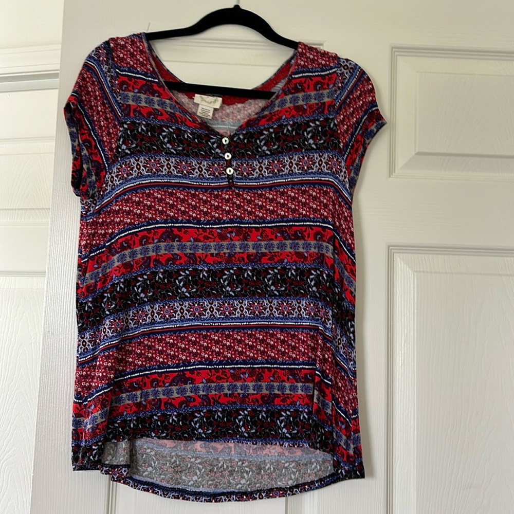Patterned button short sleeve